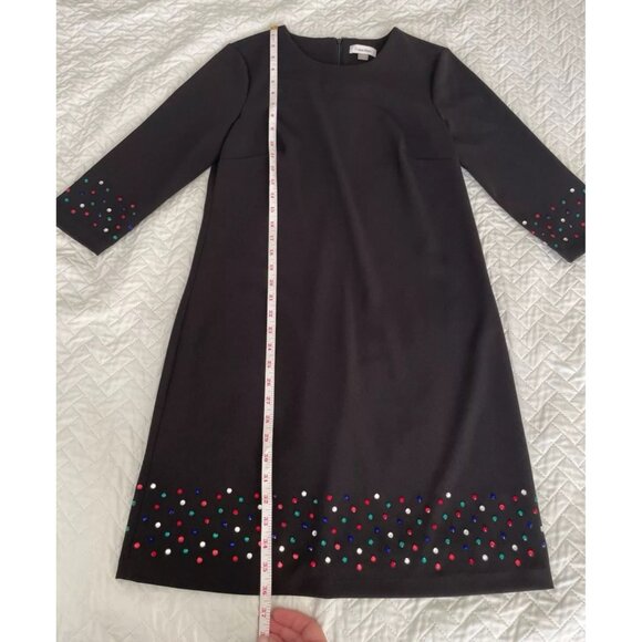 Calvin Klein Black 3/4 Sleeve Dress With Multi-Colored Embellishments size 8 new - Picture 8 of 11
